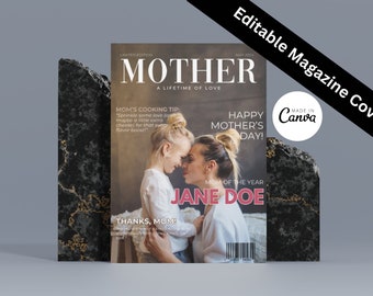 Customizable Mother's Day Magazine Cover Template - Personalized Digital Download Canva