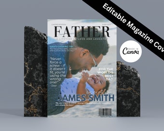 Customizable Father's Day Magazine Cover Template - Personalized Digital Download Canva