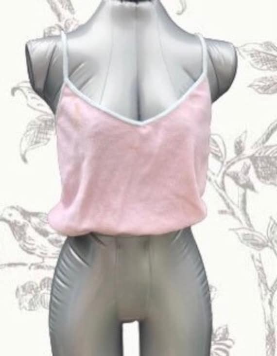 1970s pink towel material crop vest top size large