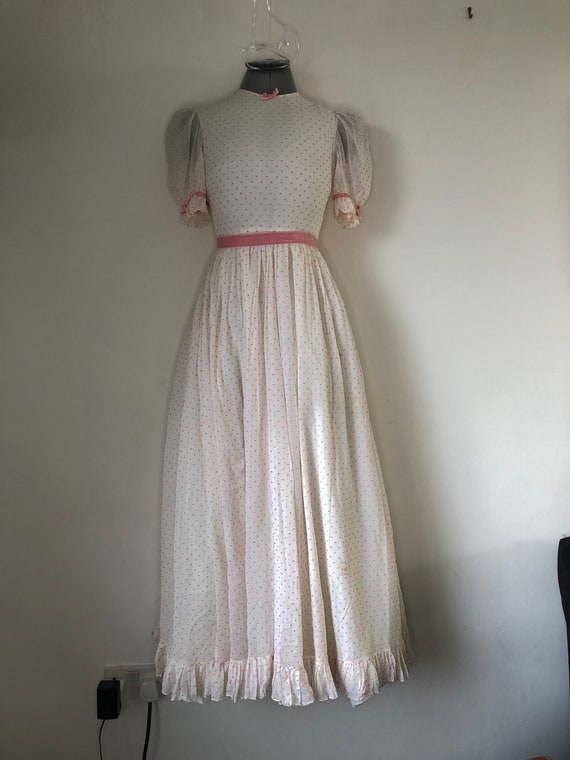 Vintage 1950s Bo peep style prairie dress white w… - image 1