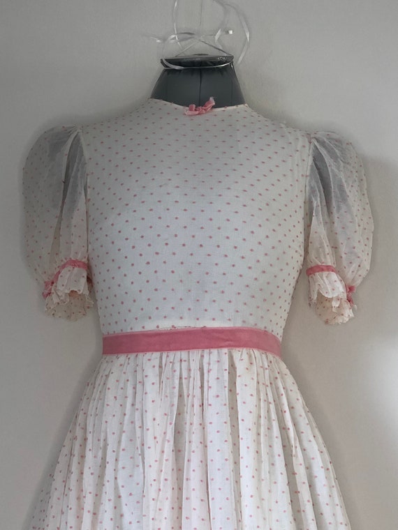 Vintage 1950s Bo peep style prairie dress white w… - image 6