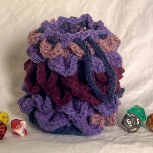 Crochet Dragon Scale Dice Bag- Merlot