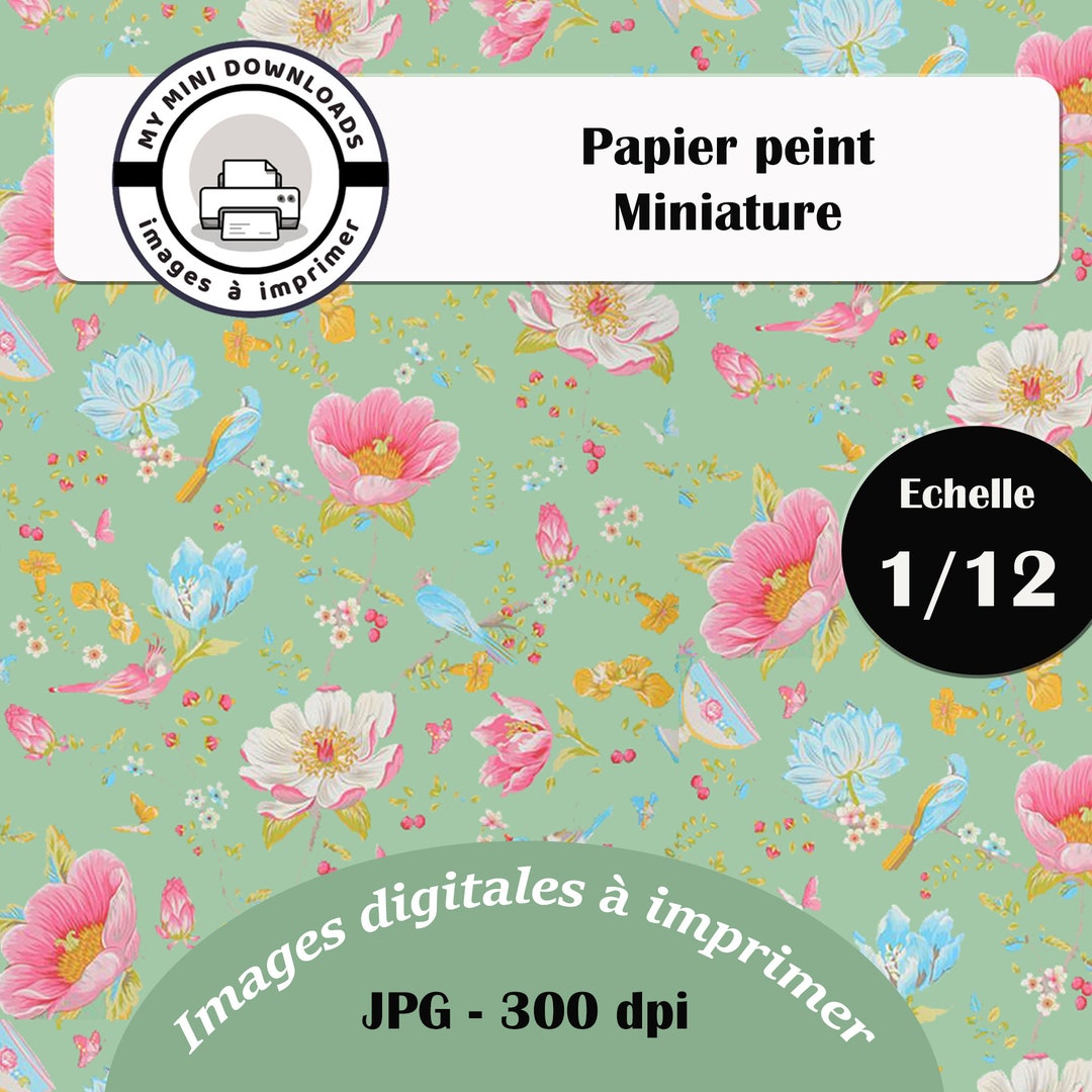 Miniature Wallpaper to Print With Flower Pattern - Etsy