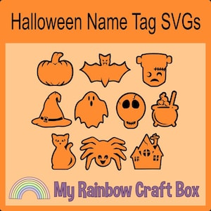 Etiquetas de nombre de Halloween de doble capa SVG en blanco