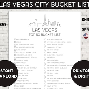 Las Vegas Bucket List, Printable Bucket List, Travel Bucket List, Travel Planner Checklist, Las Vegas Nevada
