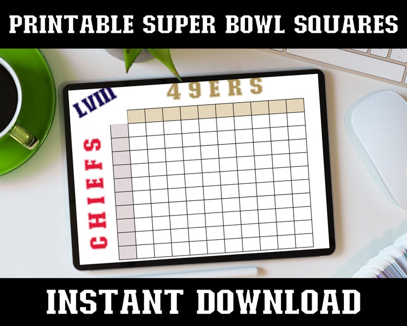 Printable Super Bowl Squares Game, Super Bowl 2024 Predictions, Super