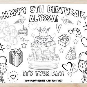Personalized Birthday Coloring Activity Page, Happy Birthday Coloring ...