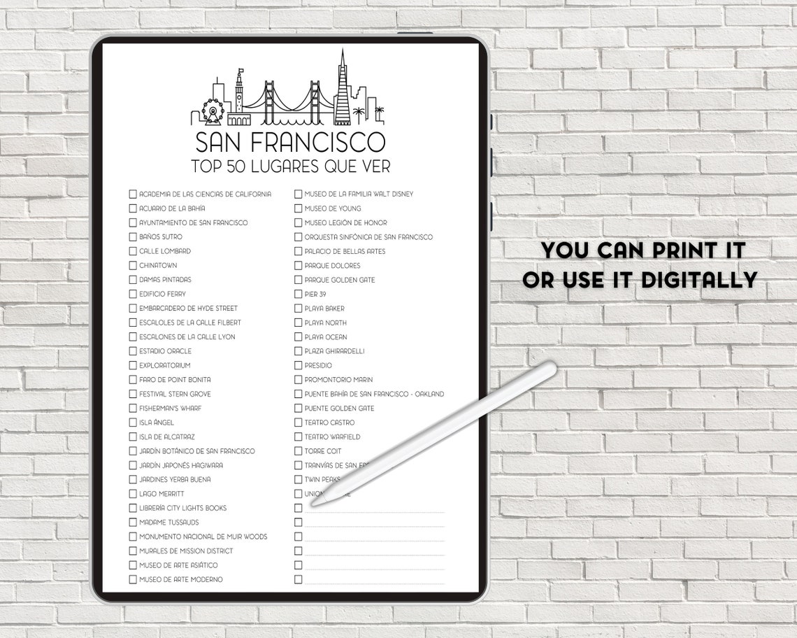 San Francisco Bucket List, Printable Bucket List, Travel Bucket List ...