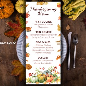 Printable Thanksgiving Dinner Menu