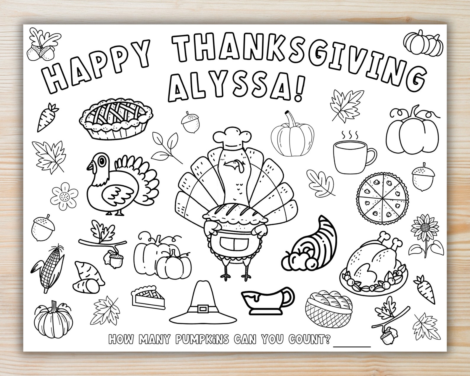 Personalized Happy Thanksgiving Coloring Page, Happy Thanksgiving ...
