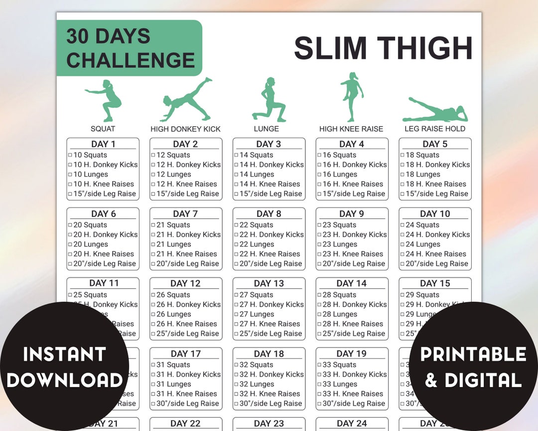 30 Days Slim Thigh Challenge, Lose Thigh Fat Challenge, Thighs Workout