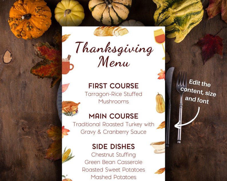 Thanksgiving Dinner Menu Template