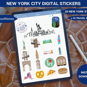 New York Travel Stickers: GoodNotes Trip Planning (Digital Download)