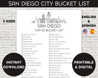 San Diego Bucket List, Printable Bucket List, Travel Bucket List, Travel Planner Checklist, San Diego California