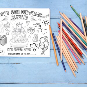 Personalized Birthday Coloring Activity Page, Happy Birthday Coloring ...
