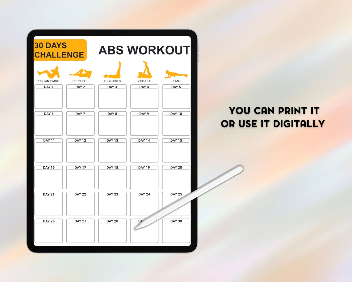 30 Day Ab Challenge To Lose Belly Fat 30 Days Abs Challenge Lose Belly Fat Challenge Abs Workout - Etsy