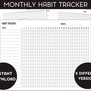 Printable Monthly Habit Tracker, Habit Tracker Template, Routine Tracker, 30 Day Habit Challenge, Digital Habit Tracker