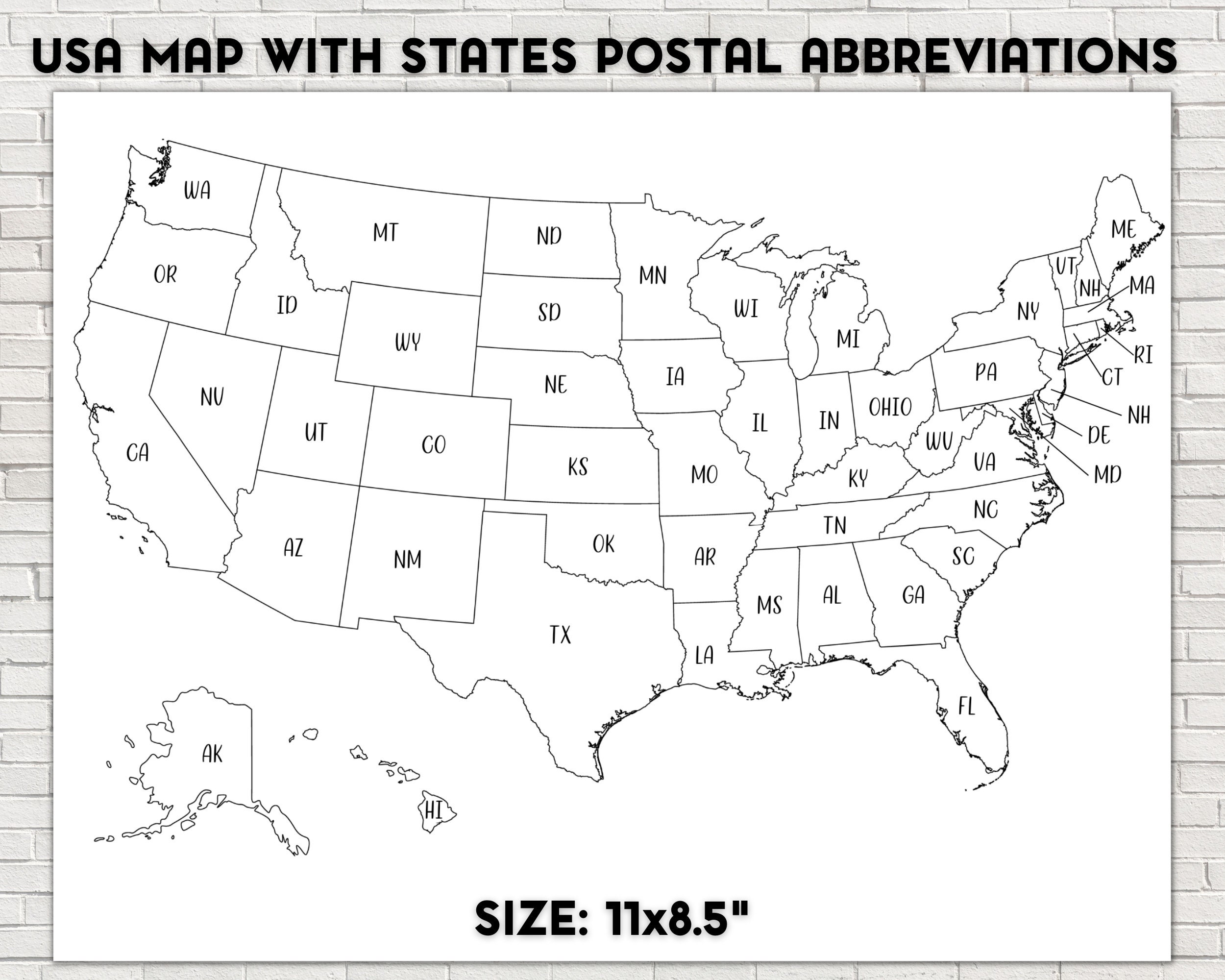 Coloring Map.pdf USA States Map: Printable US Sales & Coloring Map (PDF) - Etsy