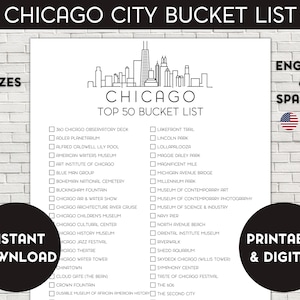 Chicago Bucket List, druckbare Bucket List, Reise-Bucket-Liste, Reiseplaner-Checkliste, Chicago Illinois