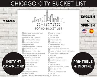 Chicago Bucket List: Top 50 Checklist (Printable Digital Download)