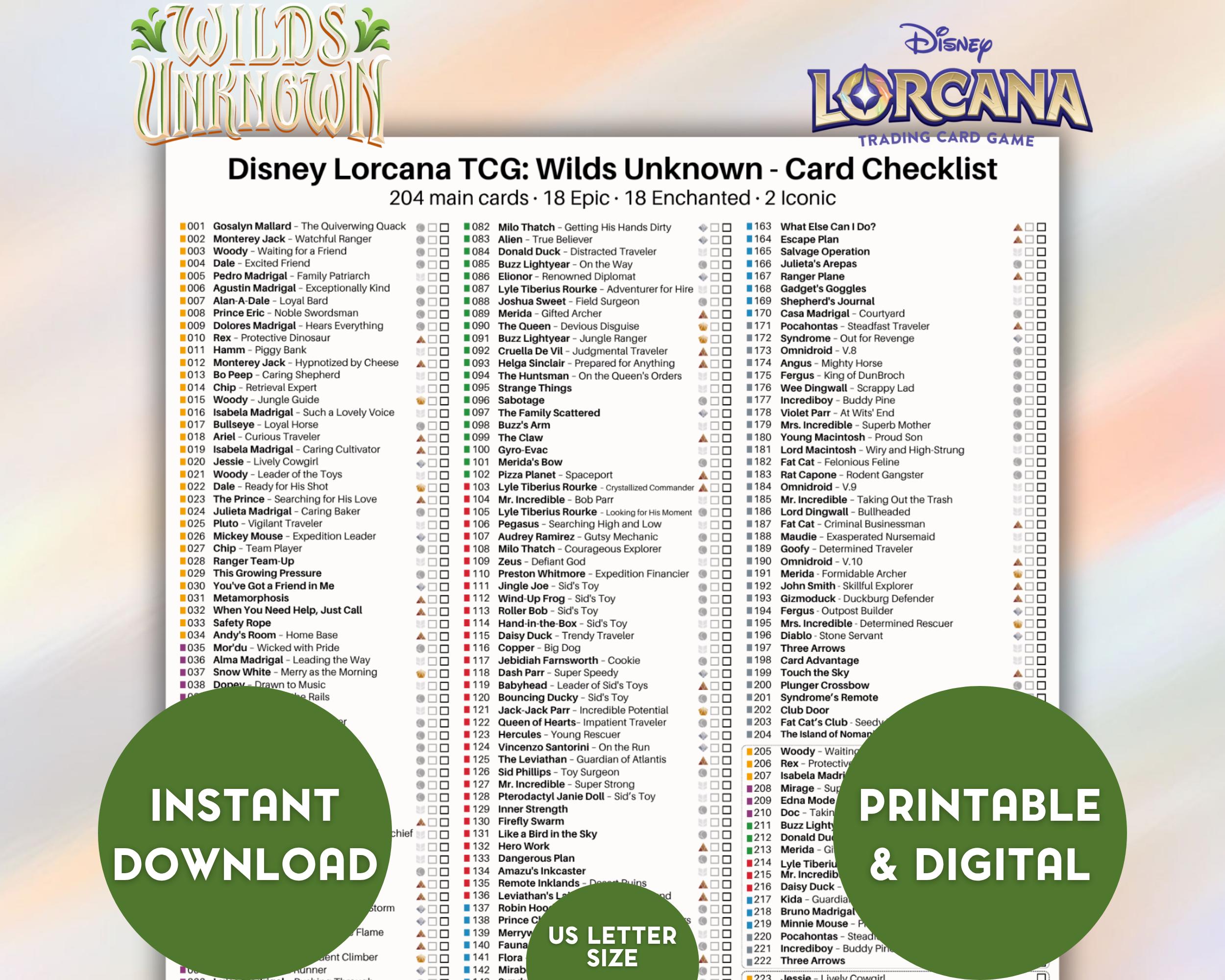 disney lorcana card checklist Fabled Set 9 Lorcana - The First Chapter