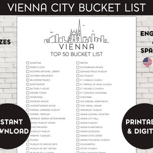 Wenen bucketlist, afdrukbare bucketlist, reisbucketlist, checklist voor reisplanner, Wenen, Oostenrijk