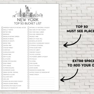 New York Bucket List, Printable Bucket List, Travel Bucket List, Travel Planner Checklist, New York City, New York State image 2