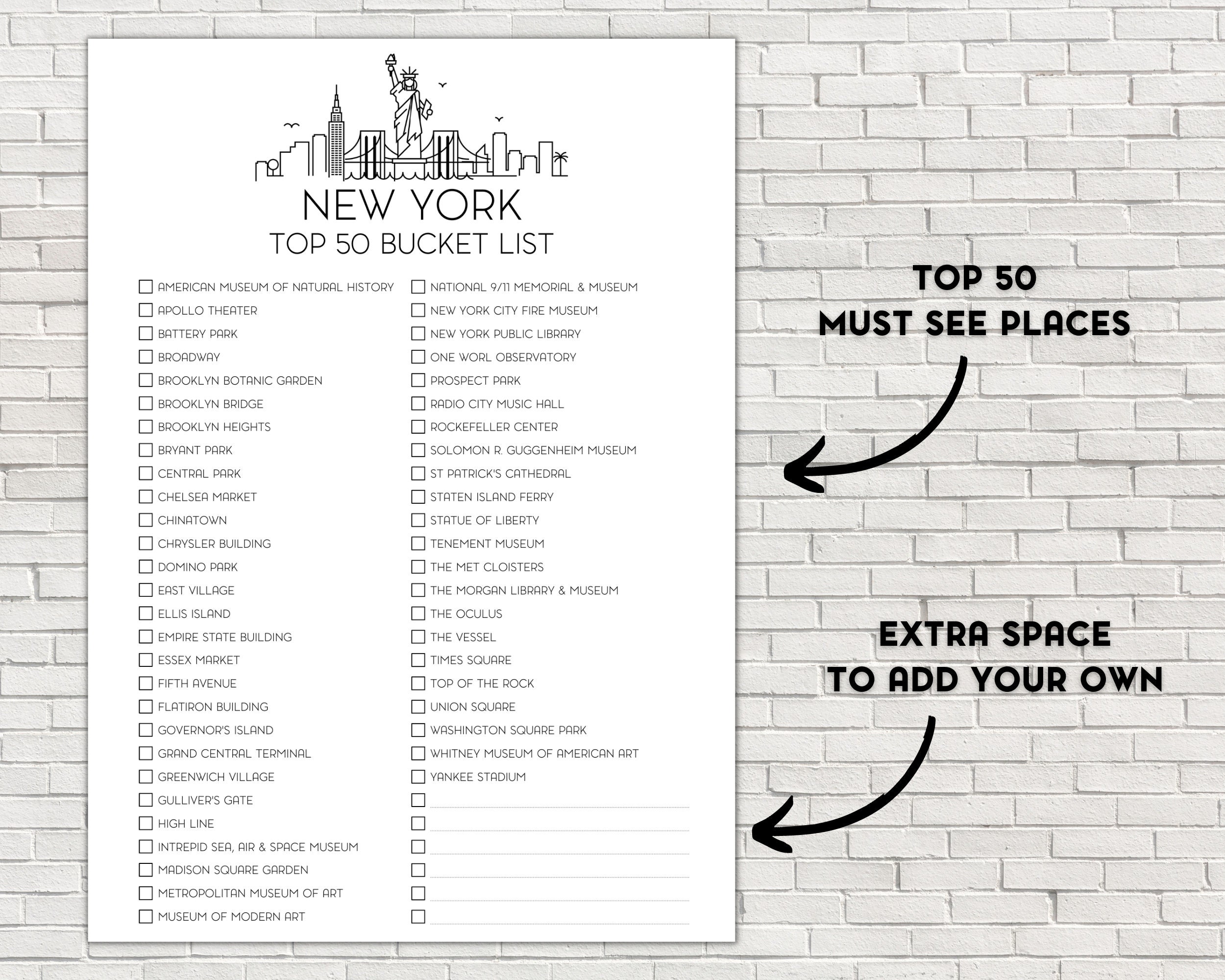 New York Bucket List, Printable Bucket List, Travel Bucket List, Travel