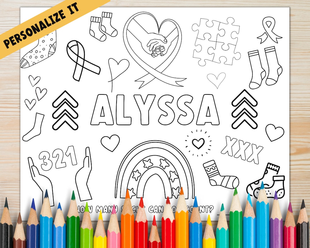 Personalized Down Syndrome Coloring Page, Custom Name Down Syndrome ...