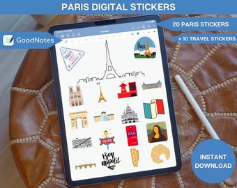 Paris Travel Stickers: GoodNotes Trip Planning (Digital Download)