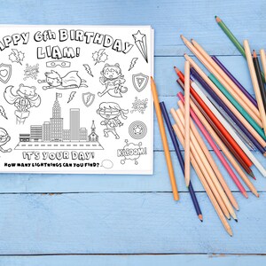 Personalized Superhero Birthday Coloring Page, Superhero Happy Birthday ...