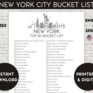 New York Bucket List, druckbare Bucket List, Reise-Bucket-Liste, Reise-Planer-Checkliste, New York City, Bundesstaat New York
