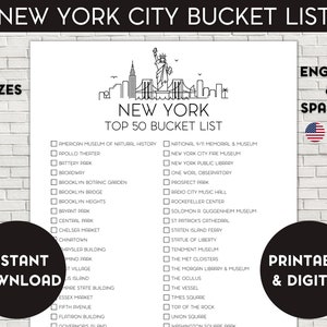 New York Bucket List, Printable Bucket List, Travel Bucket List, Travel Planner Checklist, New York City, New York State image 1