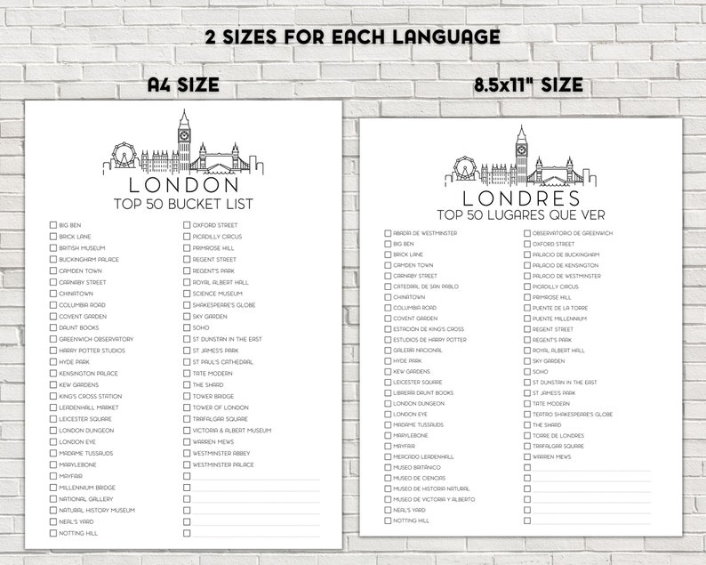 London Bucket List, Printable Bucket List, Travel Bucket List, Travel