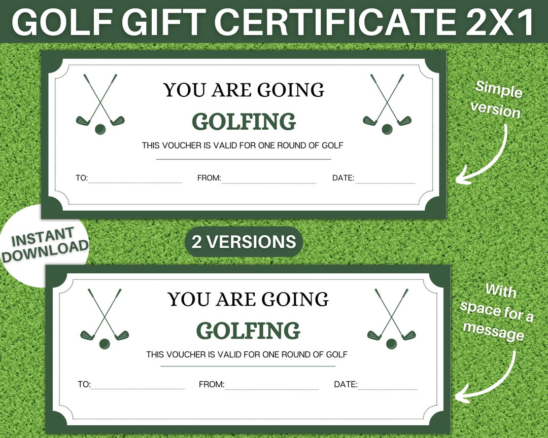 Golf Gift Certificate, Printable Golfing Trip Voucher, Editable Golf Golf Gift Certificate, Printable Golfing Trip Voucher, Editable Golf