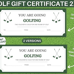 Chèque-cadeau de golf, bon de voyage de golf imprimable, coupon de chèque-cadeau de golf modifiable, bon de golf surprise, cadeau de golf pour lui