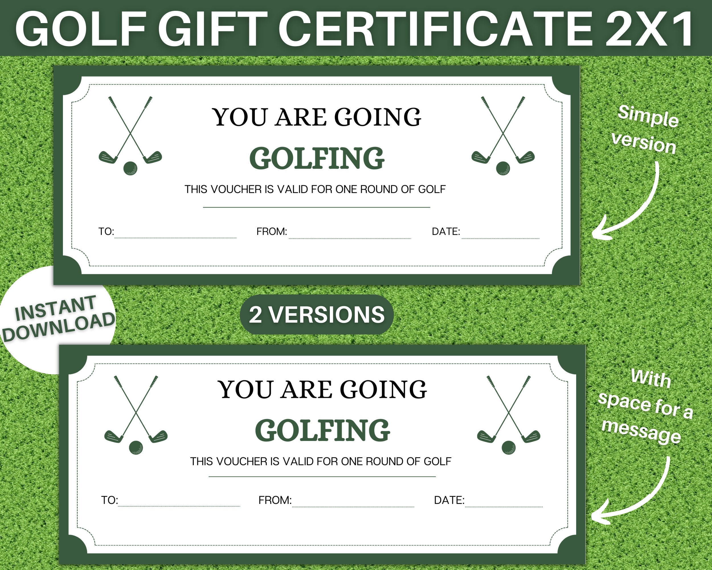 Golf Gift Certificate, Printable Golfing Trip Voucher, Editable Golf Golf Gift Certificate, Printable Golfing Trip Voucher, Editable Golf