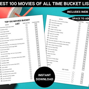 Best Movies of all Time Bucket List, Movies Bucket List, Ultimate Movie Bucket List, List of Best Movies to Watch, Printable Bucket List