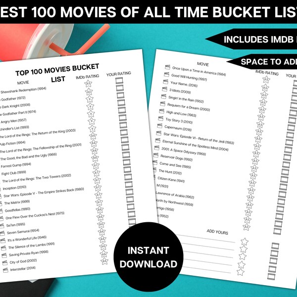 Movie Bucket List Etsy