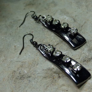 Black Rhinestone Dangle Earrings