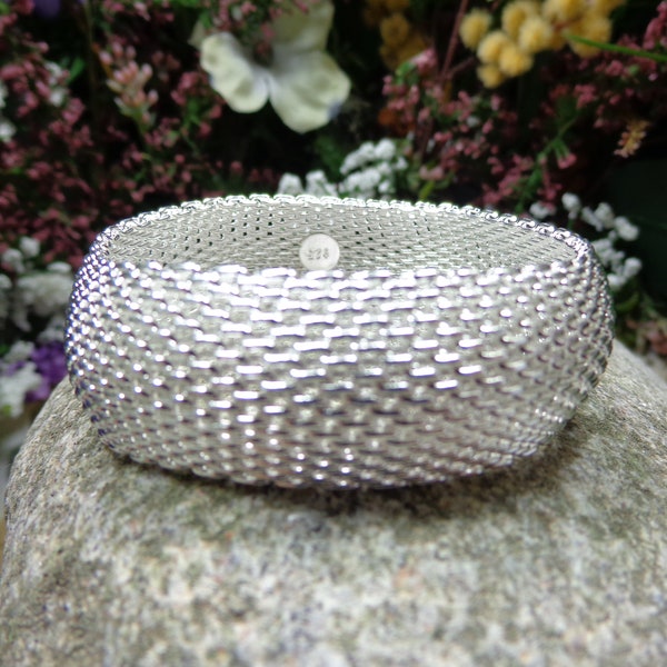 925 Silver Wide Mesh Bracelet