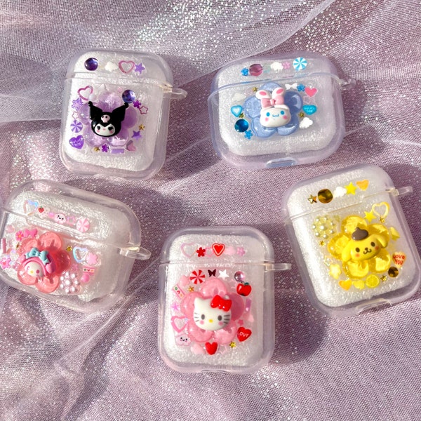 Kawaii Friends Character Air Pod Case | Kitty, Puppy, Rabbit, Dog | Pink, Red, Blue, Yellow, Purple | Cute gift for her, handmade, aesthetic