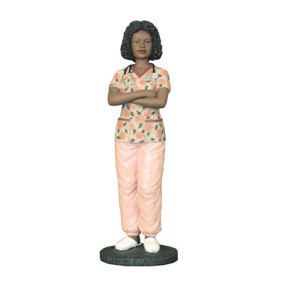 Female Nurse Figurine Black Etsy