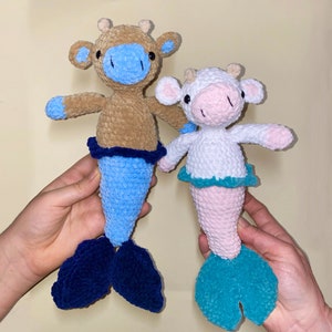 Cute Crochet Mermaid Cow Plushie PDF Pattern