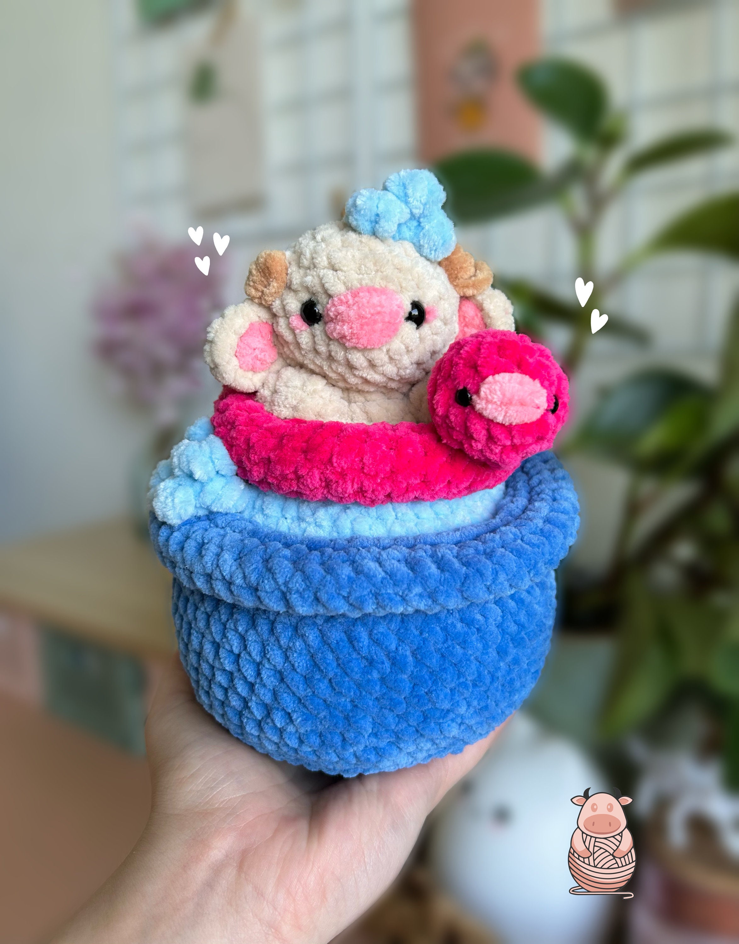 Summer Cow in a Pool Plushie PDF Pattern