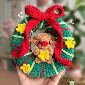 Christmas Wreath Cow | Super Soft Crochet Cow Plush