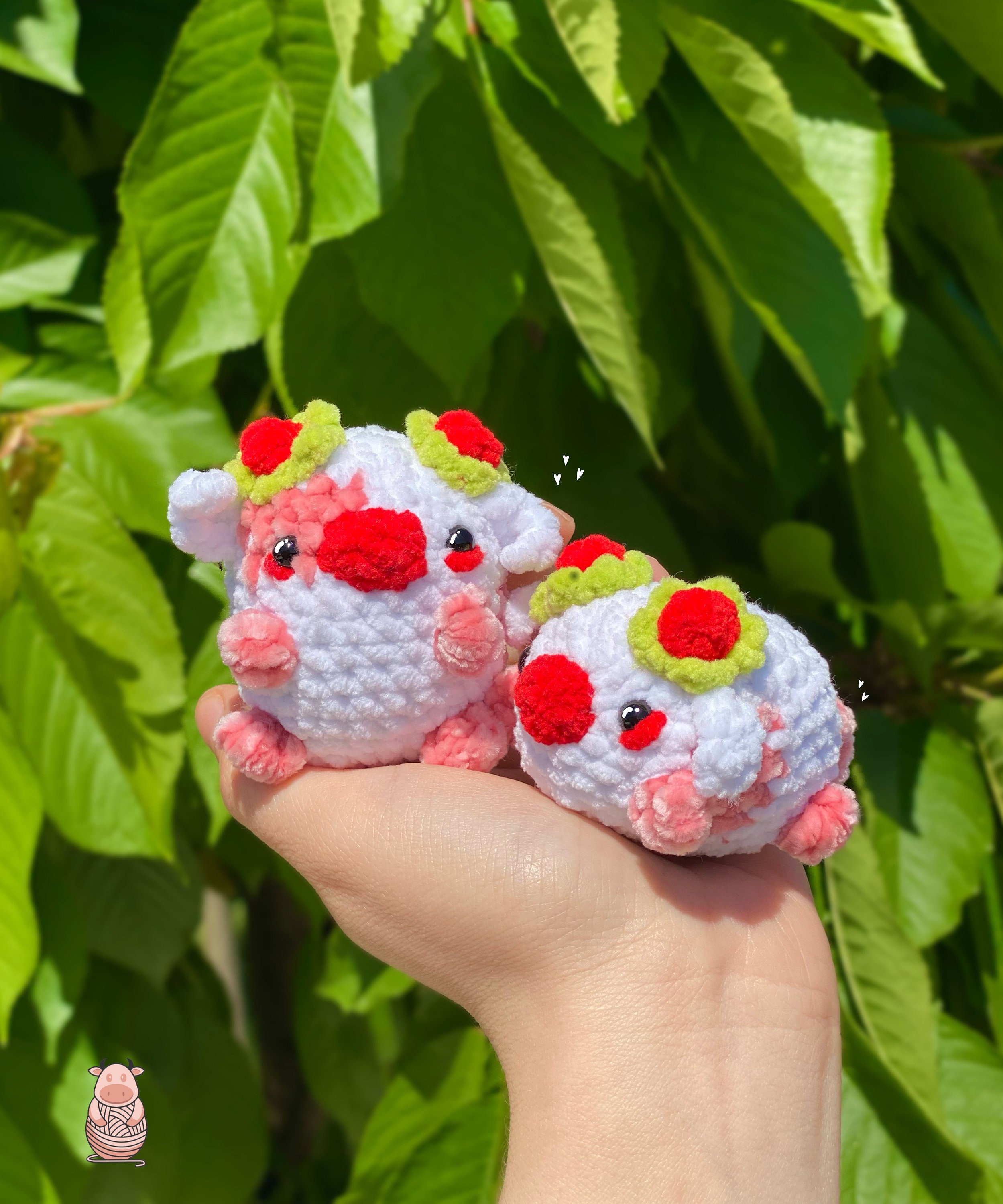 Cute Crochet 2 IN 1 Cow Puff Plushie PDF Pattern (almost no-sew!!)