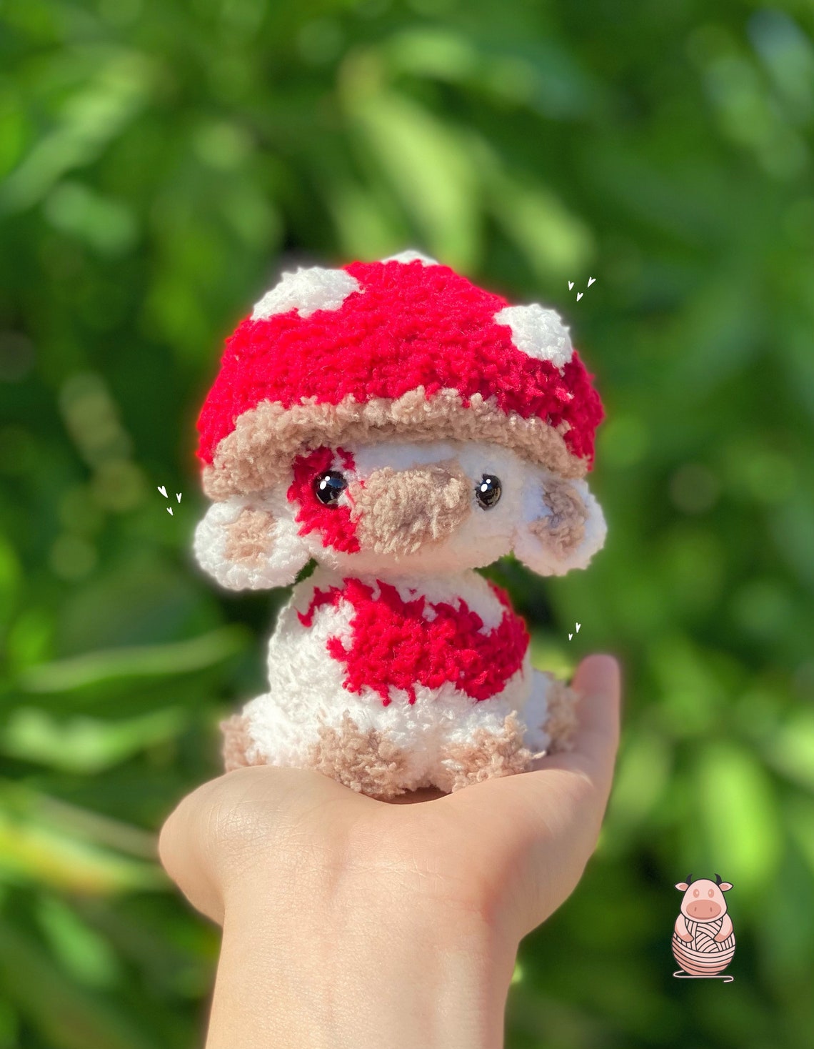 Cute Customizable Mushroom Shy Cow Super Soft Crochet Cow Etsy