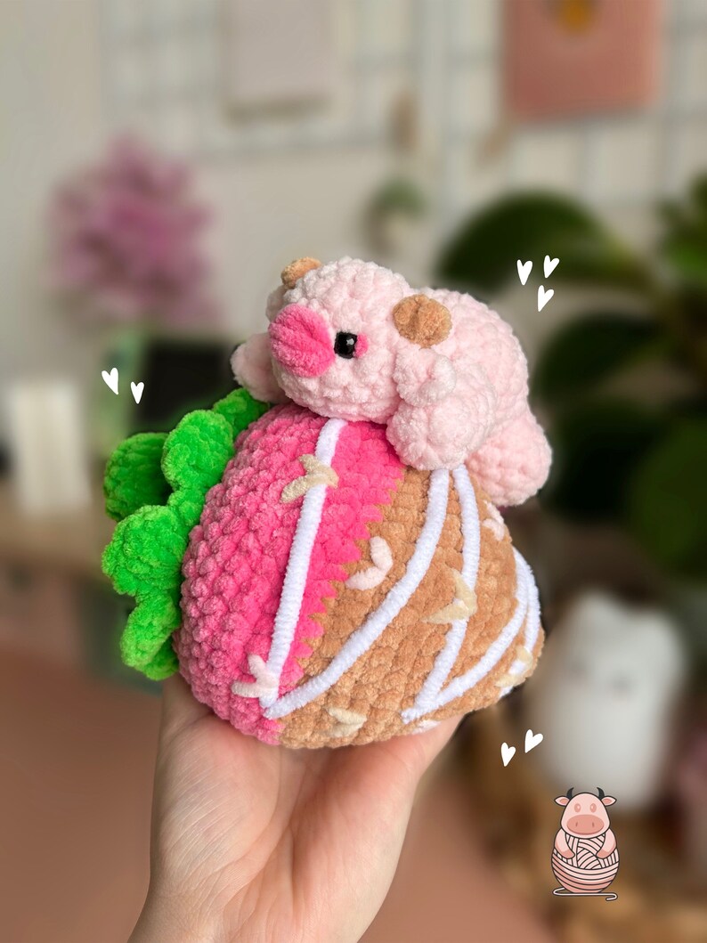 Cute Chocolate Strawberry Cow Crochet Kit Super Soft Crochet Etsy