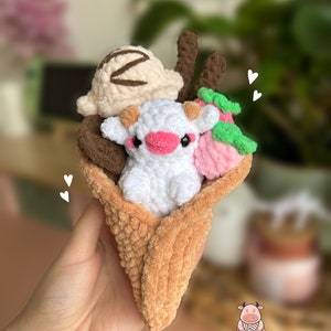 Strawberry Crepe Cow Plushie PDF Pattern